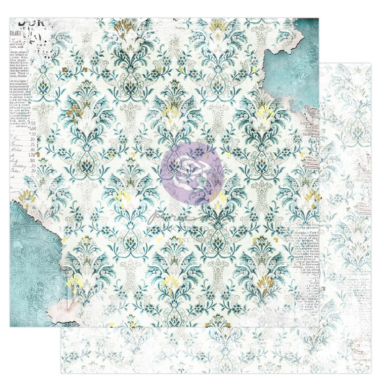 Prima Marketing The Plant Department Collection 12x12 Sheet - Fleur - 1 sheet 12"x12" w/ foil details / paper for Scrapbooking, Journaling Supplies, Planners, Kid DIY Art Crafts, Bullet Journal (10 SHEETS)